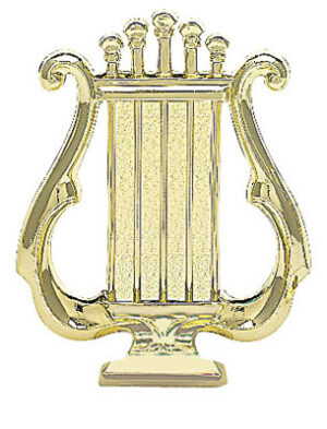 MUSIC LYRE PLAQUE TRIM GOLD 100mmX80mm